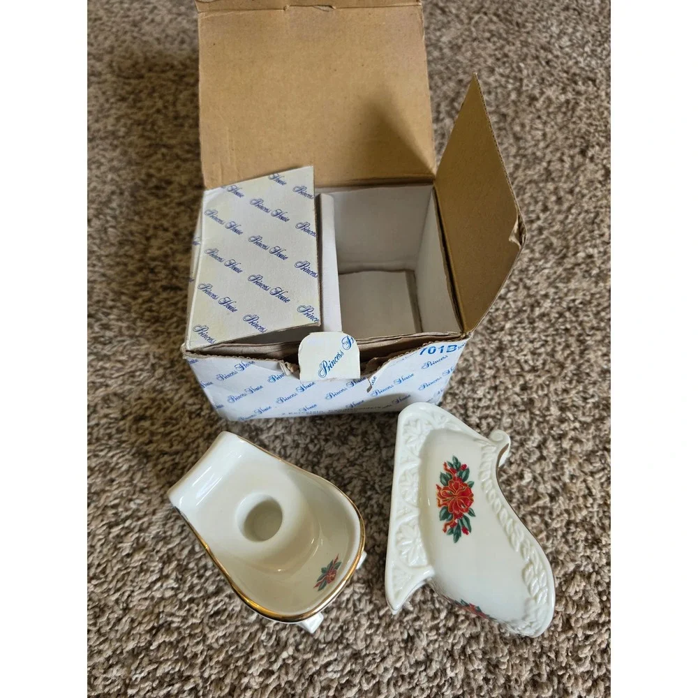 Vintsge‎ Princess House Exclusive Christmas Sleigh Taper Candle Holders With Box
